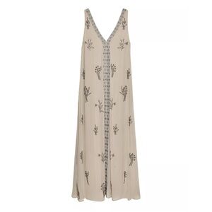 Zara ZW Collection Beaded Embroidered Dress – Pearl Gray – Size S